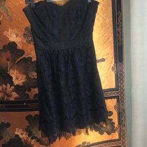 strapless, lace black dress